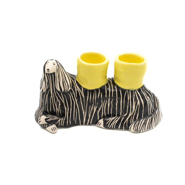 Milena Polosecki - Dog Candle Holder - Black Long Hair