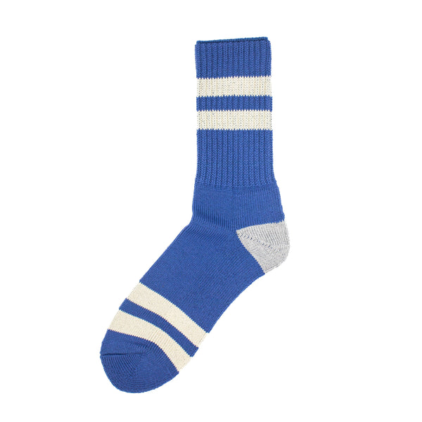 Mr. Chung Retro Twin Stripe Socks - Ash Blue