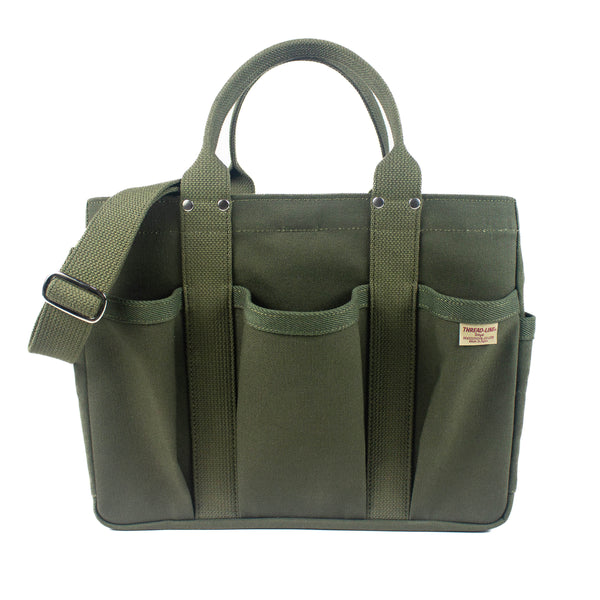 Threadline Seven-pocket Tool Tote With Shoulder Strap - Green