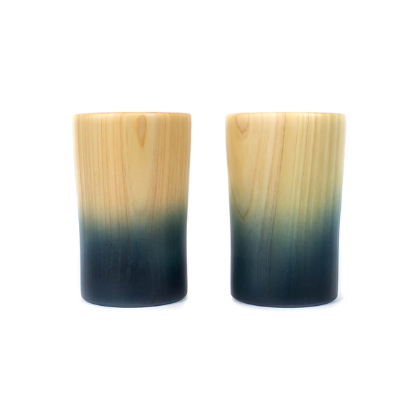 Indigo Dyed Hinoki Cups