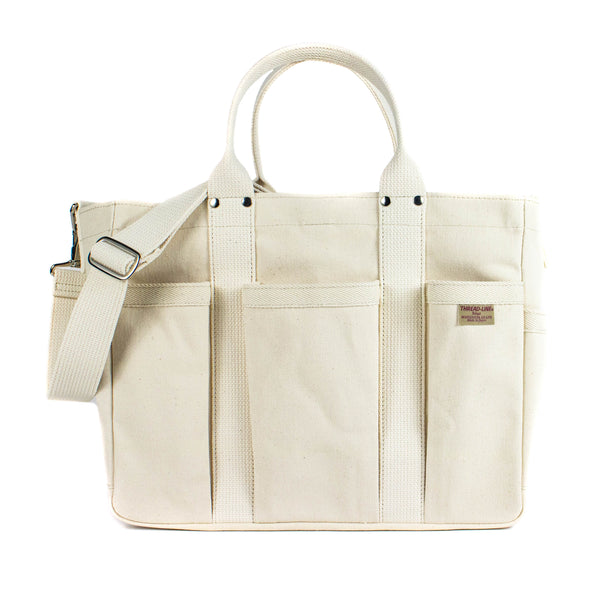 Threadline Seven-pocket Tool Tote With Shoulder Strap - Off White