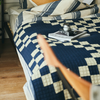 BasShu Patchwork Quilt Blanket - Navy