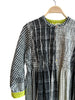 Injiri - Black Mix Print Long Sleeve Wool Black/White Ruched Jacket Dress