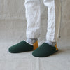 Merippa - House Slippers - Reversible Green/Yellow knit x Sheep boa