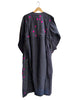 Injiri - Black Silk Dress With Embroidered Bib And Dot Side Panel  - 100% Silk