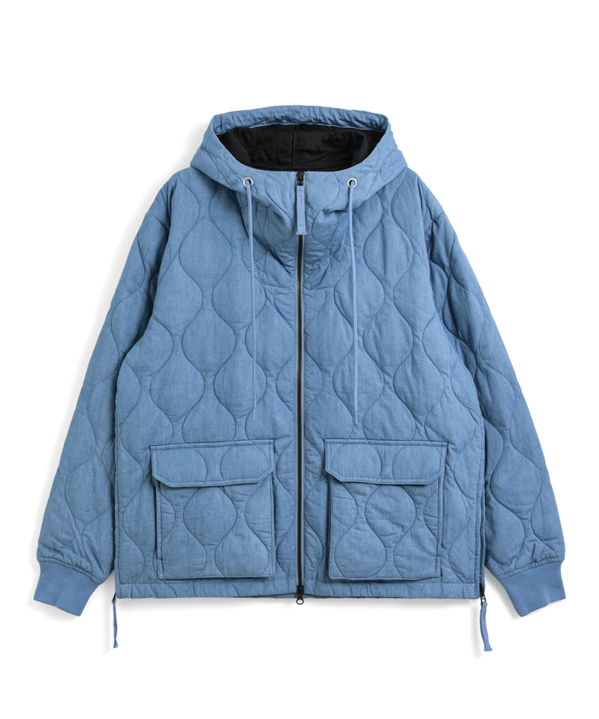 TAION - DENIM MILITARY W-ZIP DOWN HOODIE