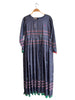 Injiri - Black Long Sleeve Silk Dress with Red Horizontal Stripe  - 100% Silk