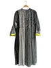 Injiri - Black Mix Print Long Sleeve Wool Black/White Ruched Jacket Dress