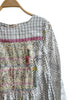 Injiri - White Long Sleeve Silk Dress with Leaf Print and Dots  - 100% Silk
