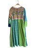 Injiri - Long Sleeve  Dress Mix Plaid Dress  - 100% Cotton