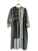 Injiri - Black Mix Print Long Sleeve Wool Black/White Ruched Jacket Dress