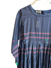 Injiri - Black Long Sleeve Silk Dress with Red Horizontal Stripe  - 100% Silk
