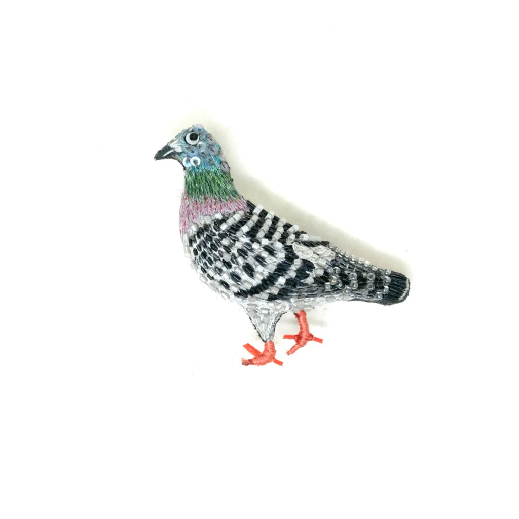 Beaded Brooch Pin - Homing Pigeon