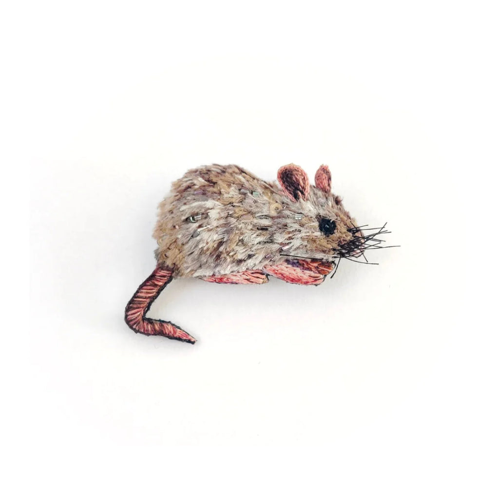 Beaded Brooch Pin - House Mouse