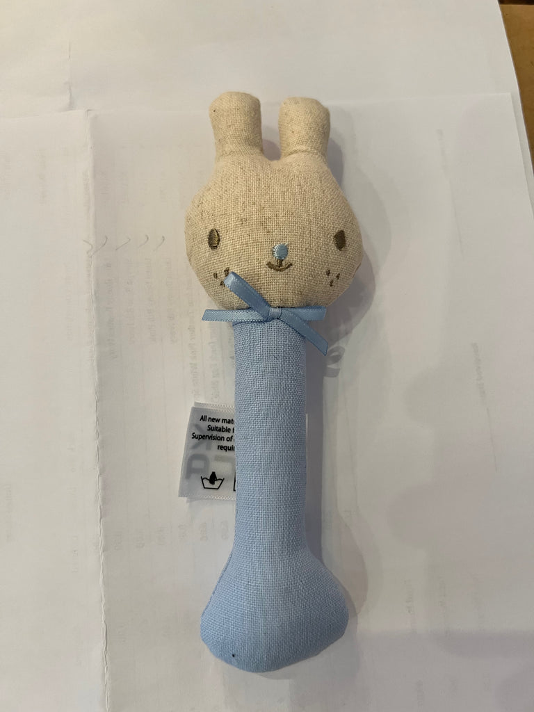 Alimrose - Linen Bunny Stick Rattle
