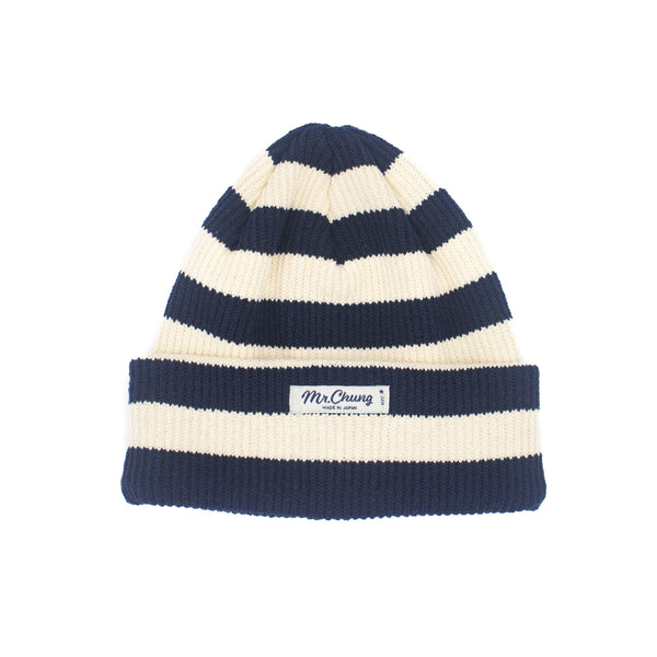 Mr. Chung Beanie - Navy Ivory Stripe