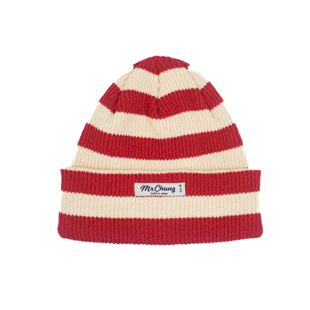 Mr. Chung Beanie - Red Ivory Stripe