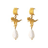 Alex Monroe - Tyrannosaur Rex And Baroque Pearl Drop Earrings