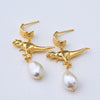 Alex Monroe - Tyrannosaur Rex And Baroque Pearl Drop Earrings