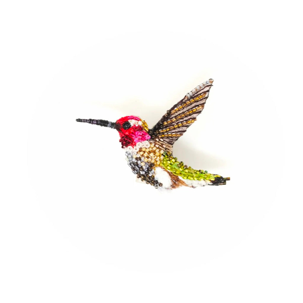 Beaded Brooch Pin - Sparkling Hummingbird