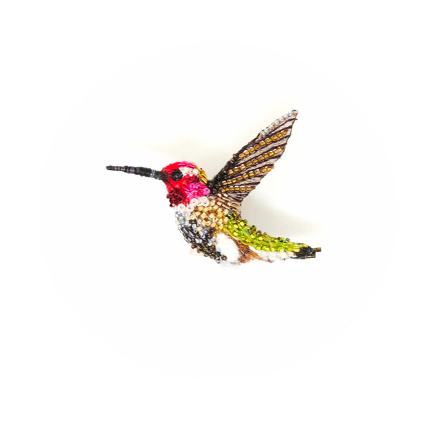 Beaded Brooch Pin - Sparkling Hummingbird