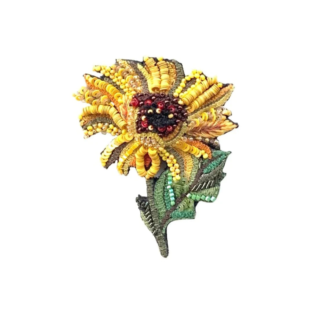 Beaded Brooch Pin - Sunny Sunflower