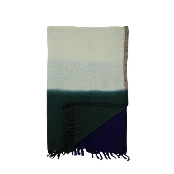 Moismont - Plaid Laine N°83 - Throw - Khaki/Ink Blue