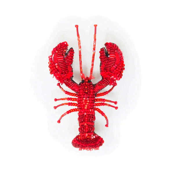 Beaded Brooch Pin - Red Lobster