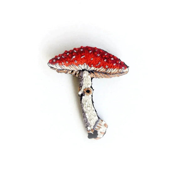Beaded Brooch Pin - Fly Amanita Mushroom