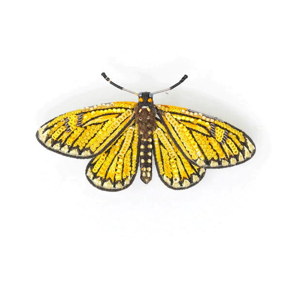 Beaded Brooch Pin - Yellow Coster Butterfly