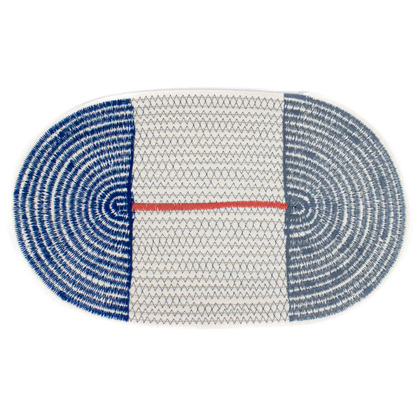 Cotton Stitched Rope Placemat- Blue/Grey