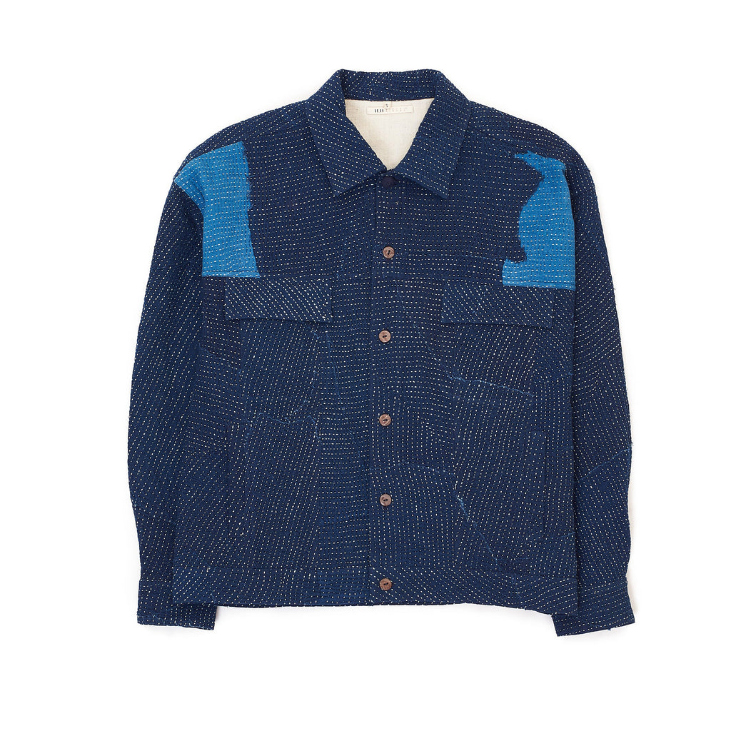 Eleven Eleven - Gleam Kantha Patchwork Button Down Jacket - Indigo