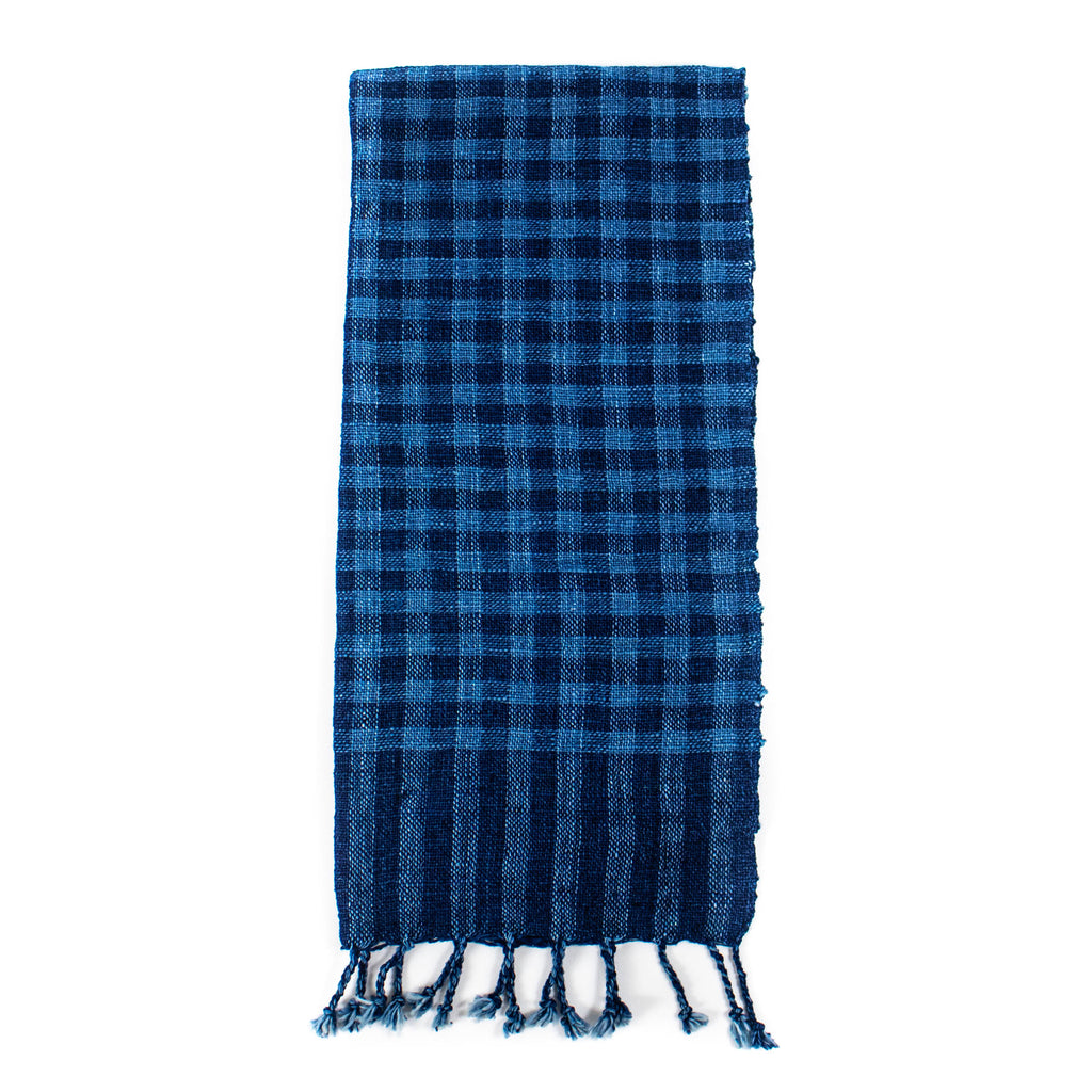 Indigo Check Cotton Scarf