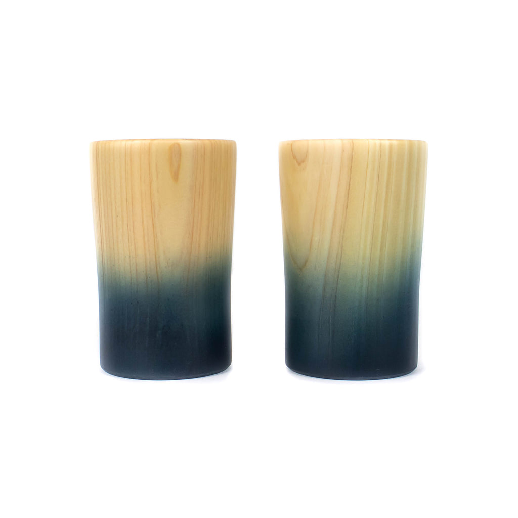 Indigo Dyed Hinoki Cups