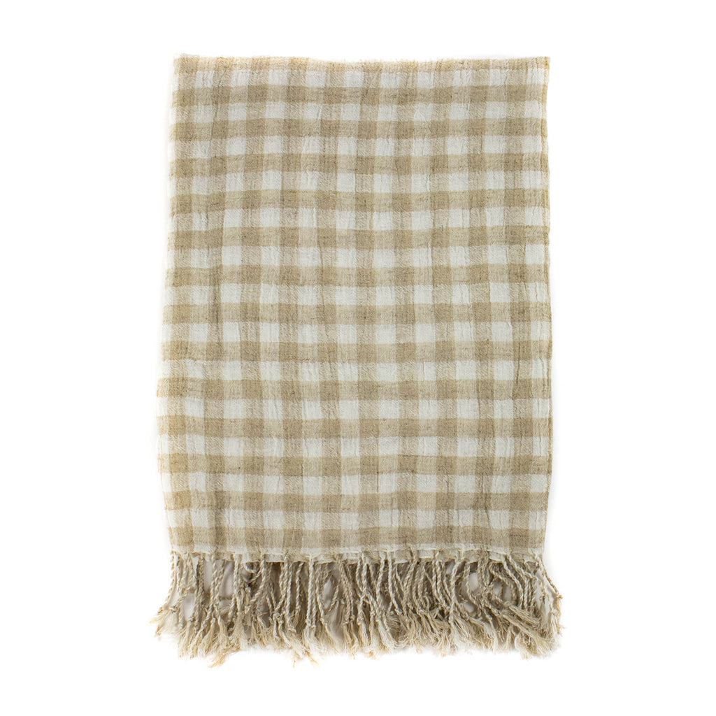 Linen Scarf - Natural Check