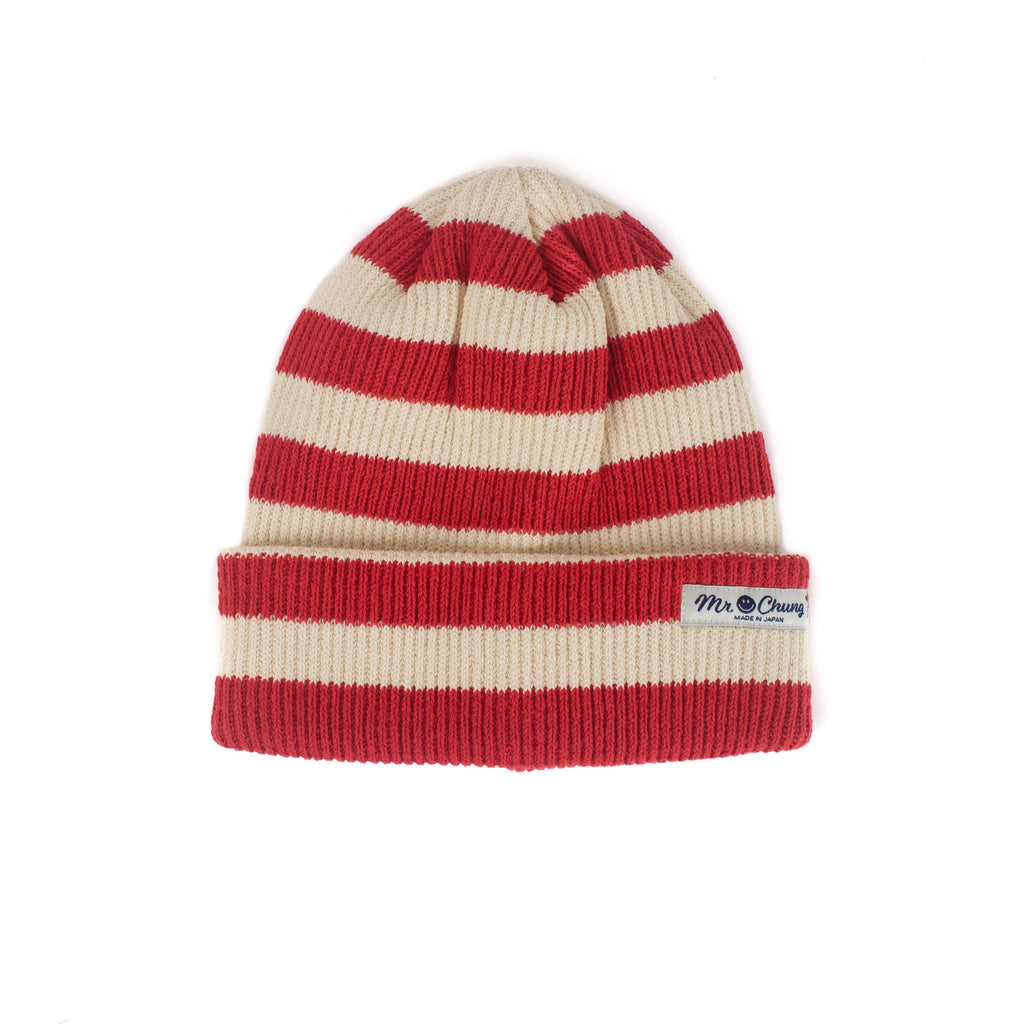 Mr. Chung Beanie - Red Ivory Stripe