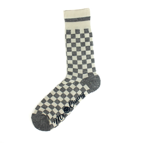 Mr. Chung Checker Socks - Grey Melange