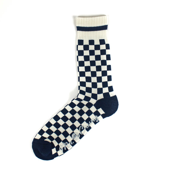 Mr. Chung Checker Socks - Indigo