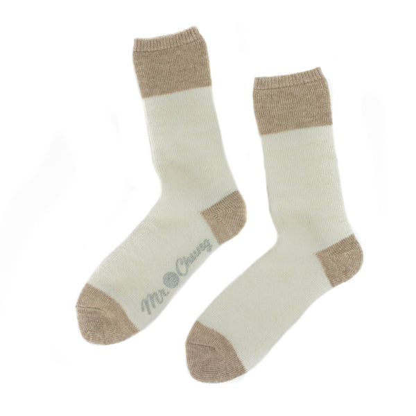 Mr. Chung Color Block Mohair Socks - Ivory/Sand