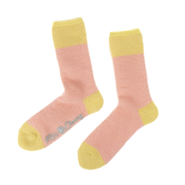 Mr. Chung Color Block Mohair Socks - Pink/Yellow