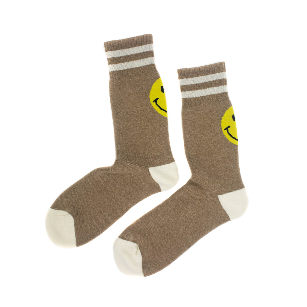 Mr. Chung Happy Socks - Sand Melange With Ivory Stripe