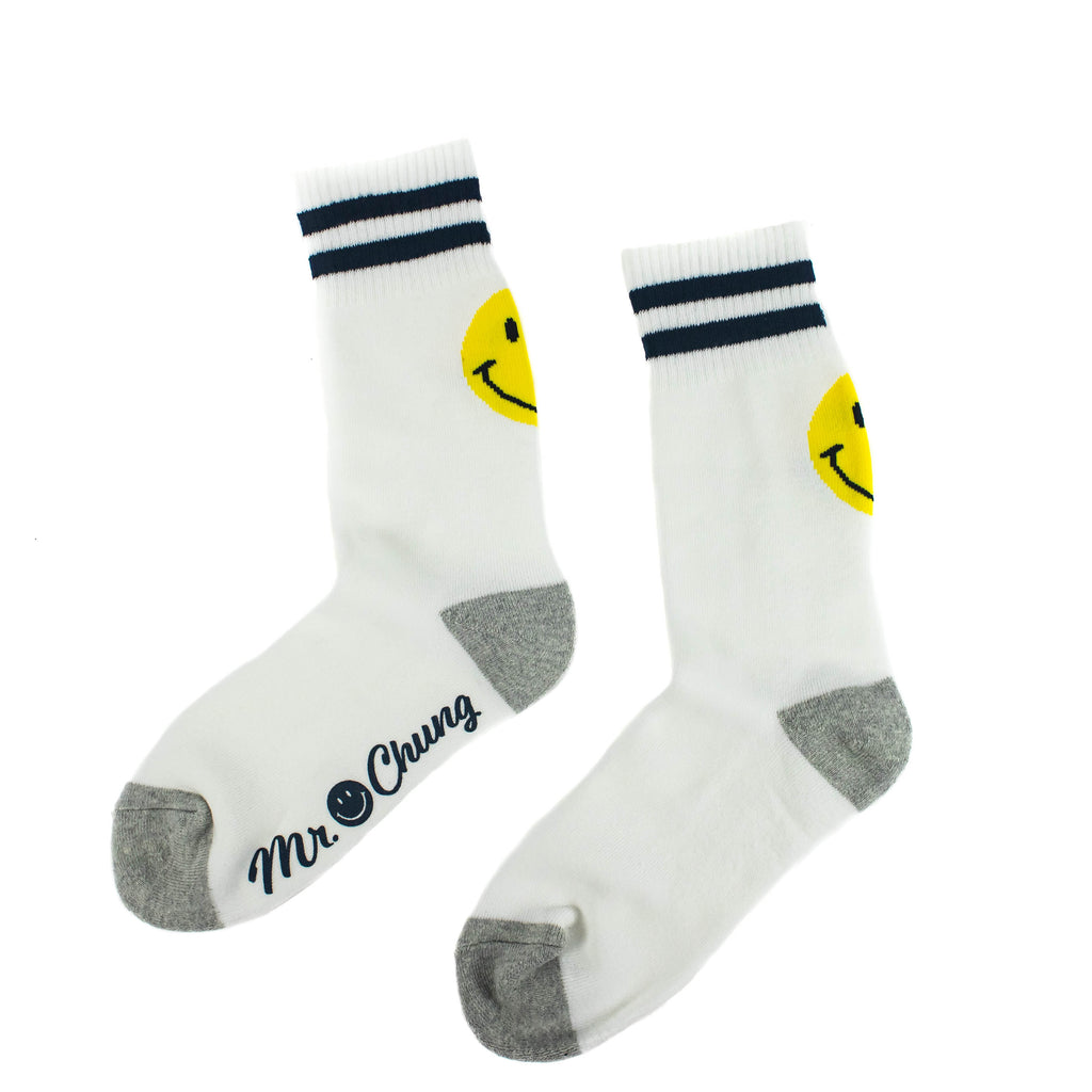 Mr. Chung Happy Socks - Off White With Navy Stripe