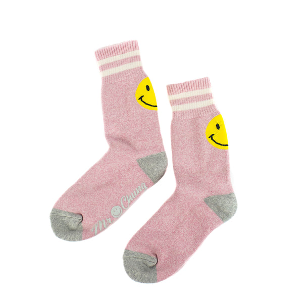 Mr. Chung Happy Socks - Pink Melange With Ivory Stripe
