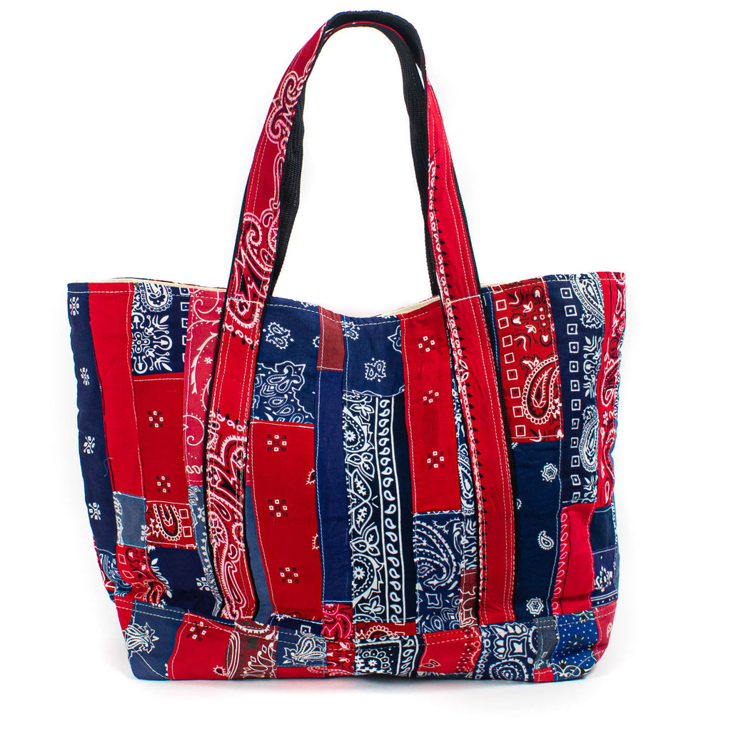 Patchwork Bandana Tote - Mixed Navy/Red