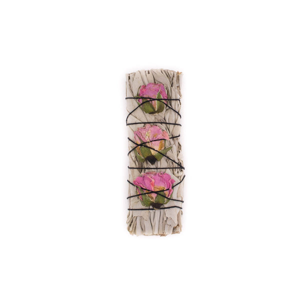 Small Rose White Sage Smudge Stick