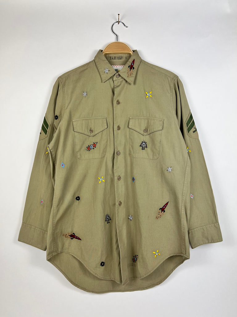 The Falls - Vintage tan shirt with space embroidery
