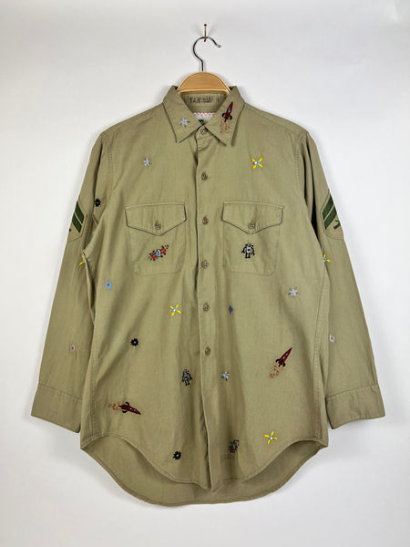 The Falls - Vintage tan shirt with space embroidery
