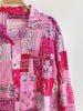 Square Patchwork Long Sleeve Bandana Shirt - Pink