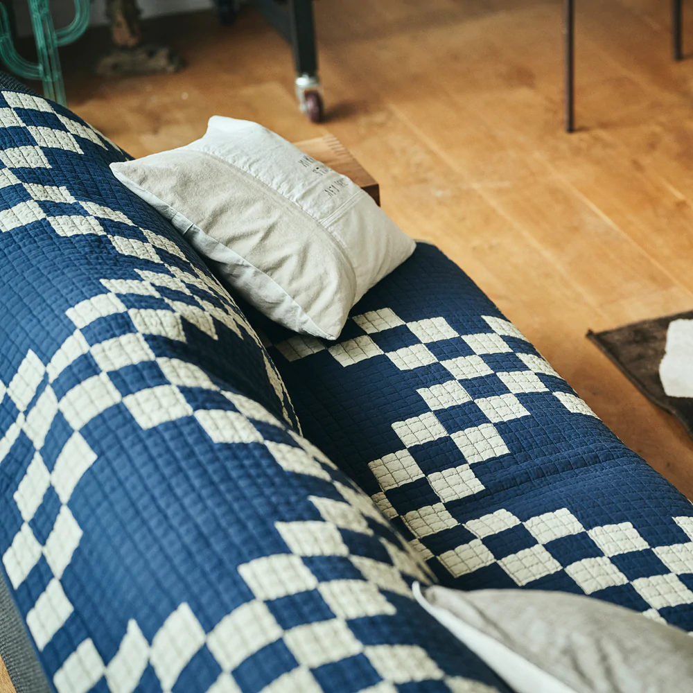 BasShu Patchwork Quilt Blanket - Navy – November 19 Shop