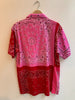Patchwork Short Sleeve Bandana Shirt - Reds - 051